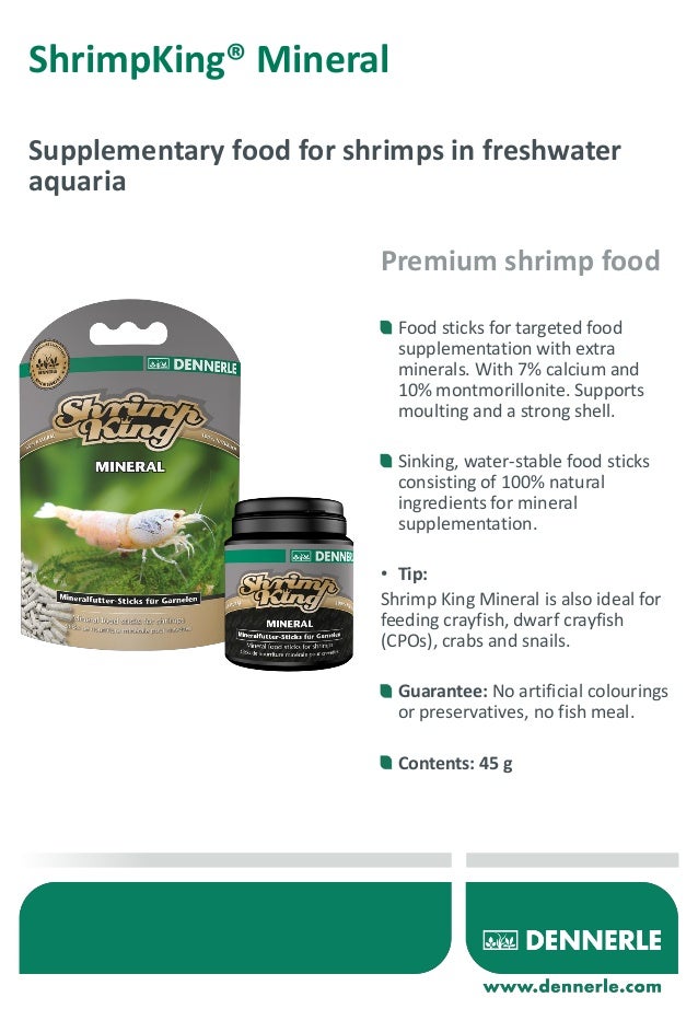Pro Shrimp Dennerle Shrimp King Mineral Food Datasheet
