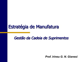 Gestão da Cadeia de Suprimentos Estratégia de Manufatura Prof. Irineu G. N. Gianesi 