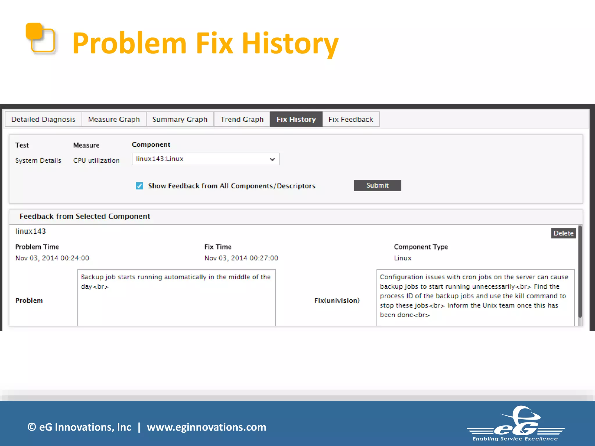 Problem Fix History 
© eG Innovations, Inc | www.eginnovations.com 
 