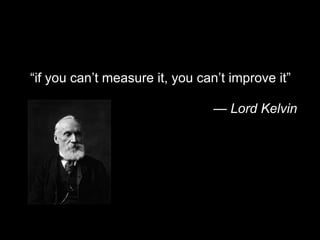 “if you can’t measure it, you can’t improve it”

                                 — Lord Kelvin
 