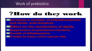 Work of prebiotics:
 