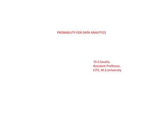 Probability concepts for Data Analytics | PDF