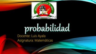 Docente: Luis Ayala
Asignatura: Matemáticas
 