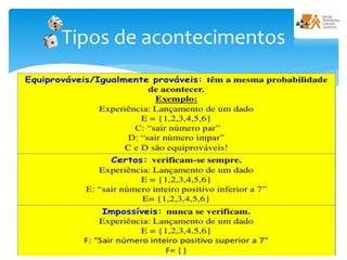 Tipos de acontecimentos
 