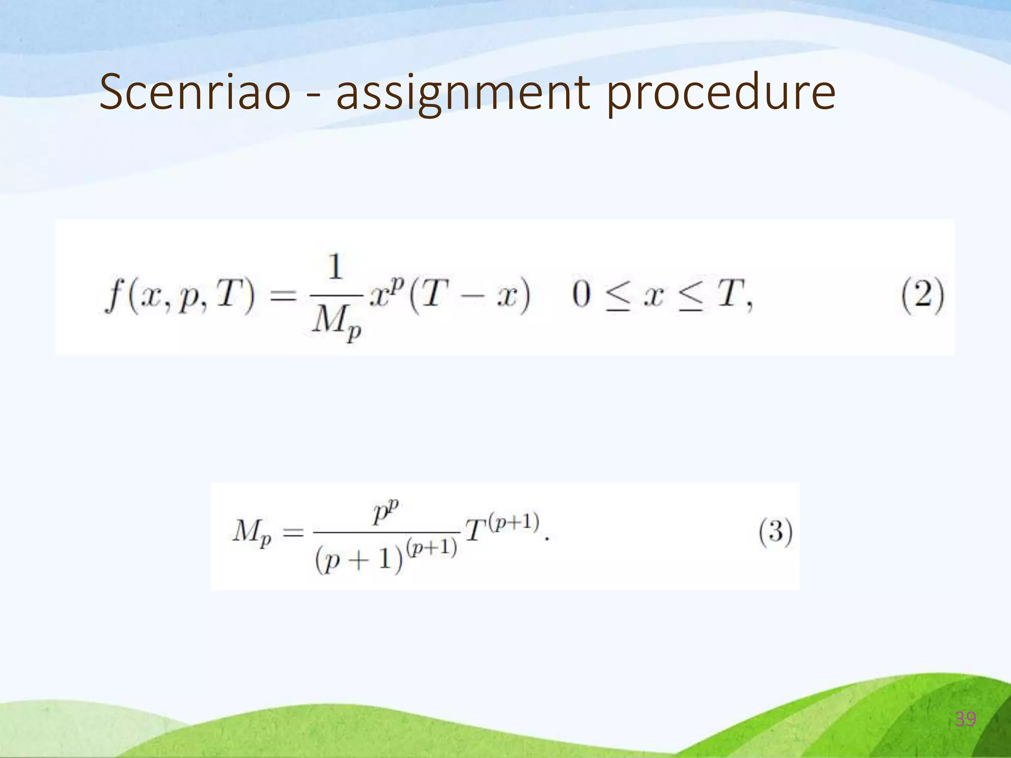 Scenriao - assignment procedure
39
 