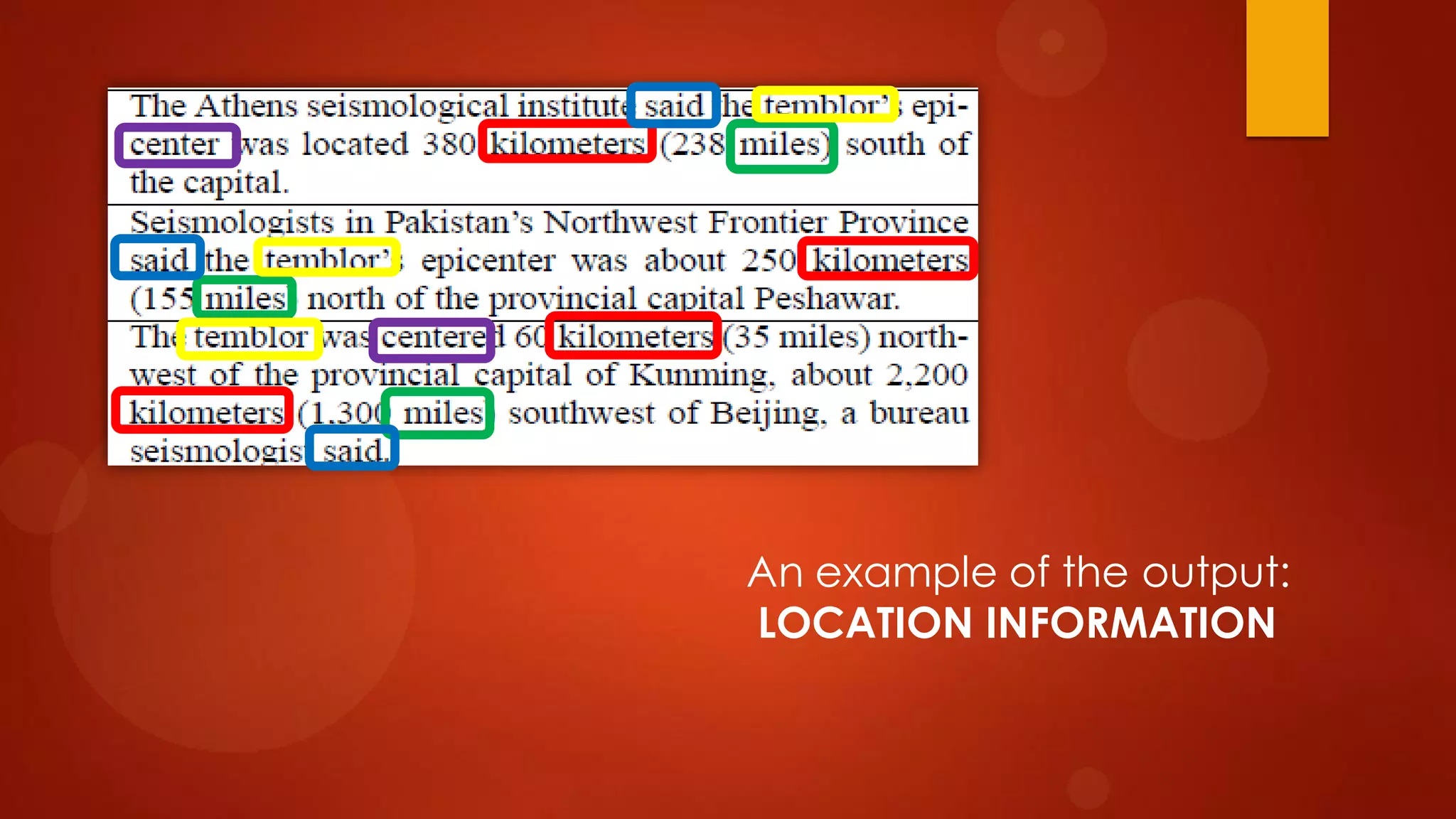 An example of the output:
LOCATION INFORMATION
 