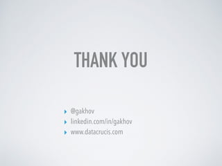 ▸ @gakhov
▸ linkedin.com/in/gakhov
▸ www.datacrucis.com
THANK YOU
 