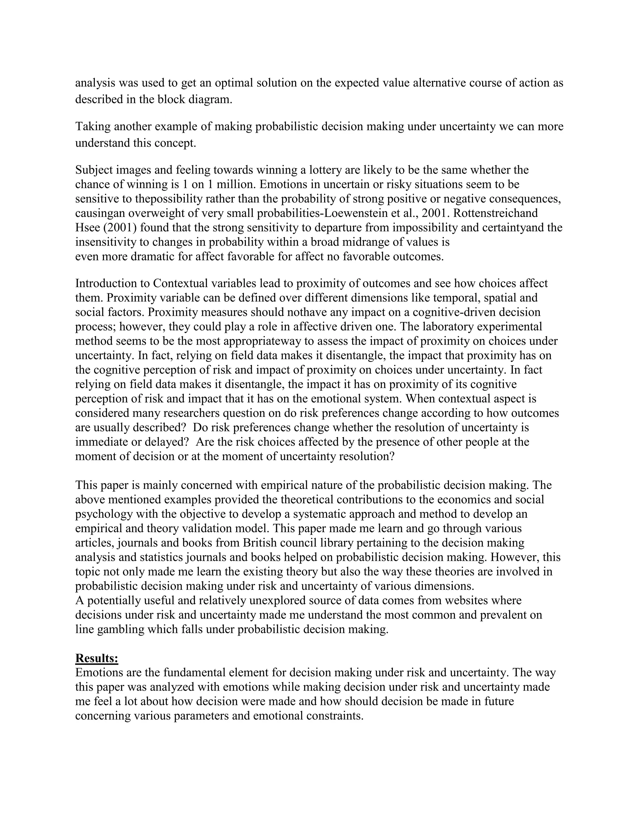 Probabilistic decision making