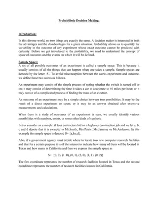 Probabilistic decision making | DOCX