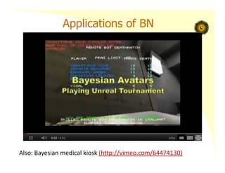 Applications of BN
Also: Bayesian medical kiosk (http://vimeo.com/64474130)
 
