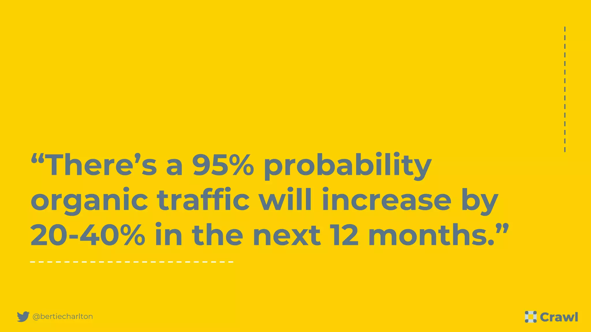 @bertiecharlton
“There’s a 95% probability
organic traffic will increase by
20-40% in the next 12 months.”
 