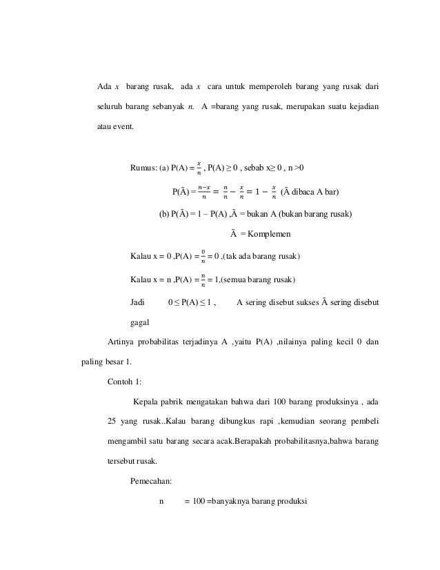 Contoh soal probabilitas barang cacat