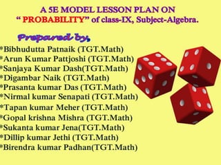 5E-MODEL LESSON PLAN ON PROBABILITY