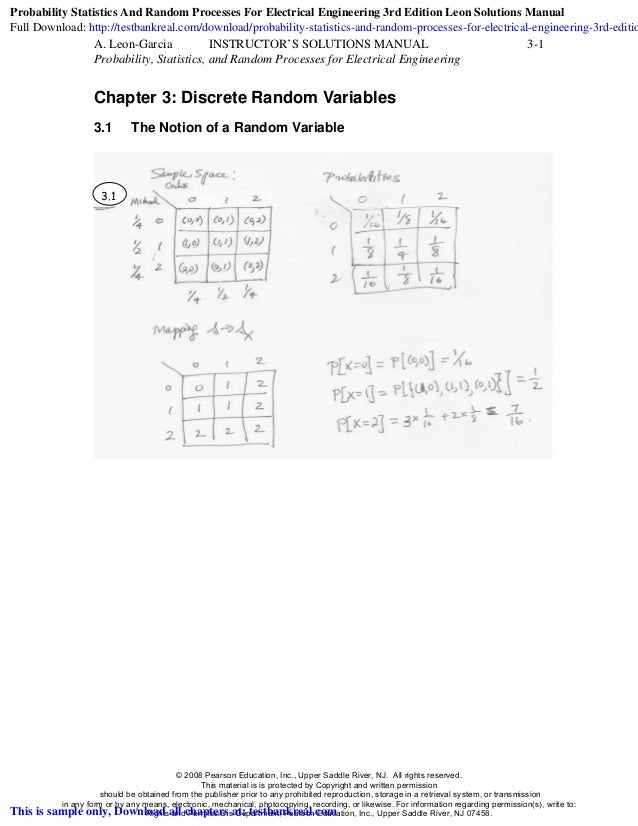 Probability Statistics And Random Processes For Electrical Engineerin