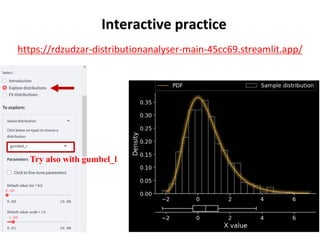 Interactive practice
https://rdzudzar-distributionanalyser-main-45cc69.streamlit.app/
Try also with gumbel_l
 