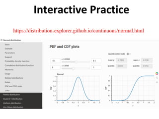 Interactive Practice
https://distribution-explorer.github.io/continuous/normal.html
 