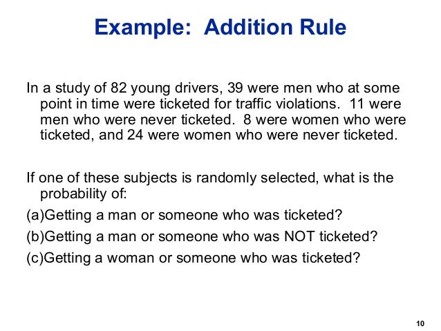 Probability addition rule