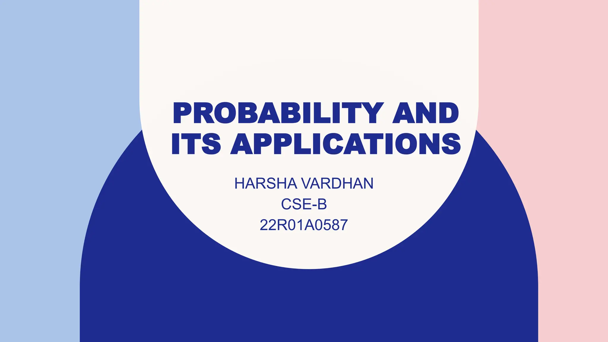 PROBABILITY AND
ITS APPLICATIONS
HARSHA VARDHAN
CSE-B
22R01A0587
 