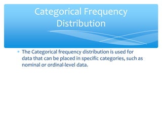 Probability and statistics (frequency distributions) | PPTX