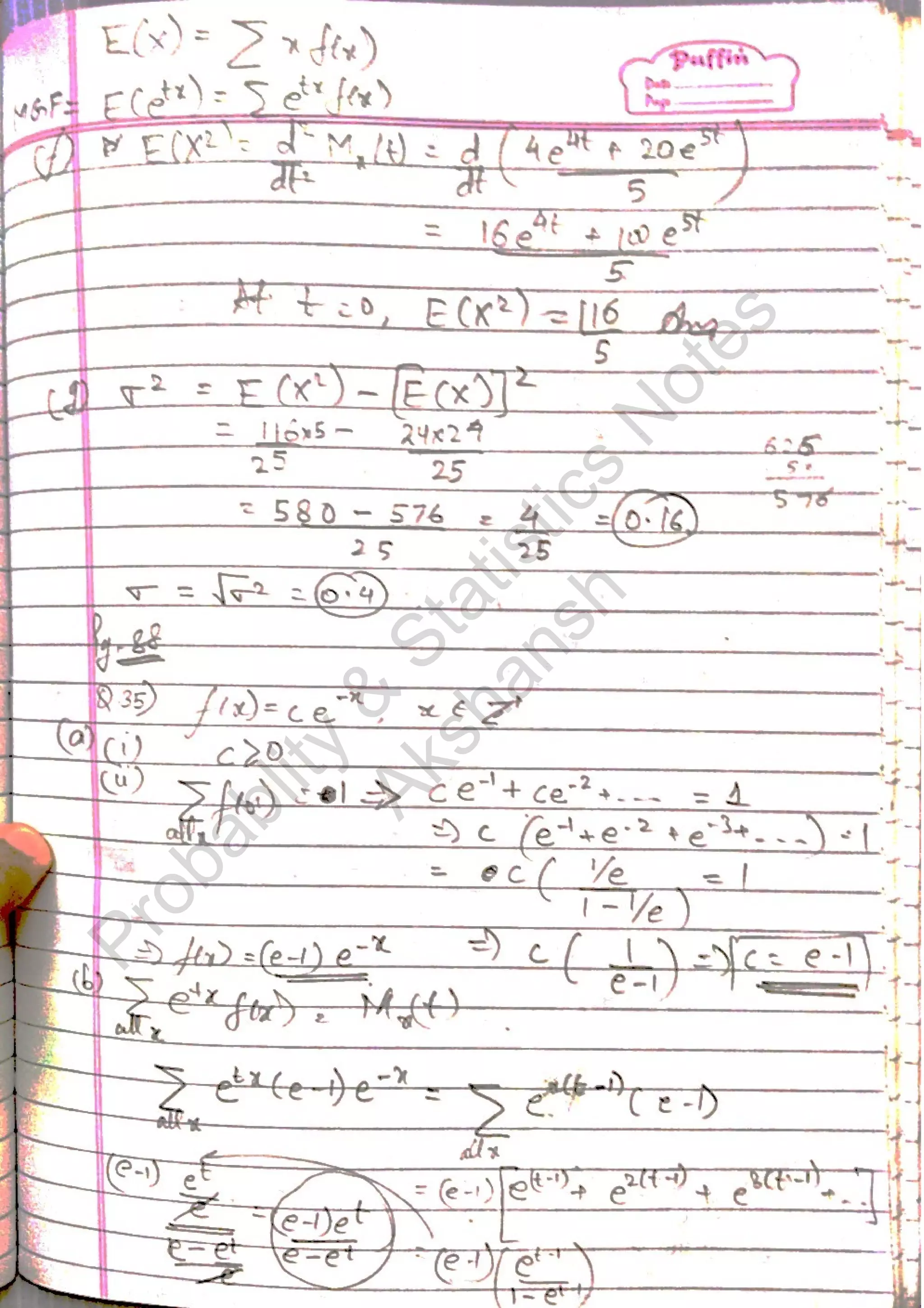 Probablity
&
Statistics
N
otes
Akshansh
 