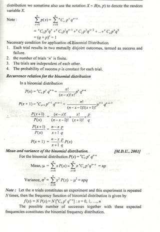 Probability distribution notes by Dr D K Madan and Dr Amit Manocha