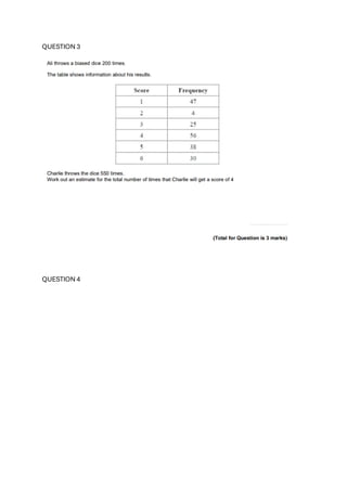 QUESTION 3
QUESTION 4
 