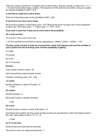 Probability of card | PDF