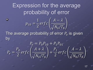 Expression for the average
probability of error
17
 