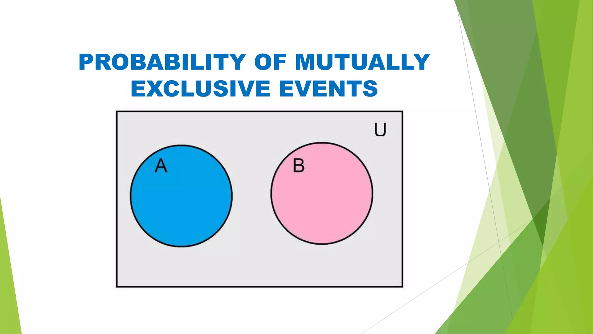 PROBABILITY OF MUTUALLY EXCLUSIVE EVENTS final.pptx | Physics | Science
