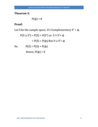 Comprehensive Probability Proofs Based on Addition Theorems in ...