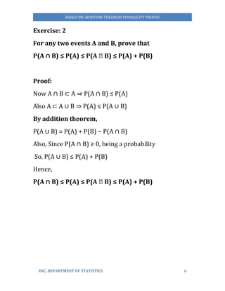 Addition Theorem Method Example Comprehensive Probability Proofs Based on Addition Theorems in ...