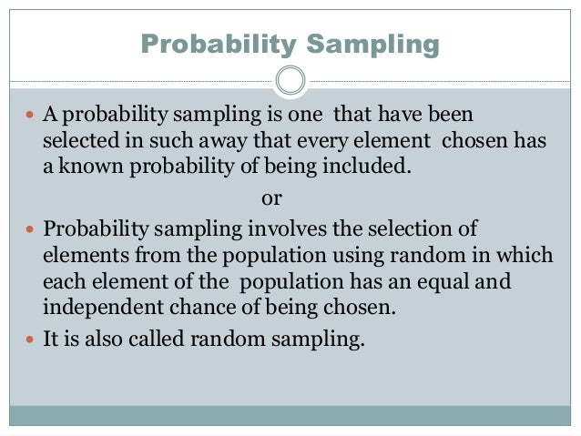 probability sampling probability sampling