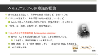 !
!
!
!
! unconscious inference
!
!
!
!
25
?
要因結果
推論（知覚）
 