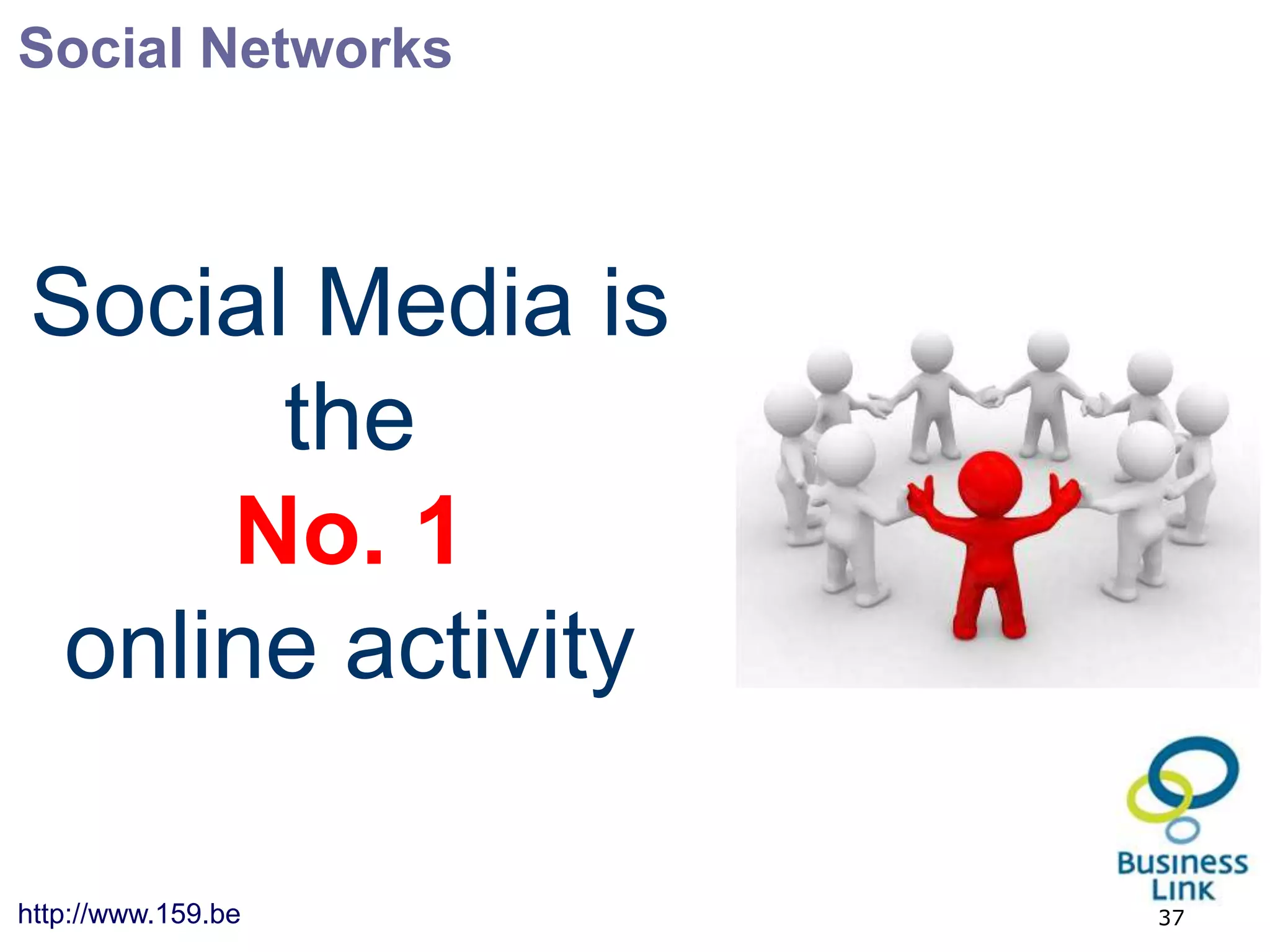 Social Networks



Social Media is
      the
     No. 1
 online activity

http://www.159.be   37
 