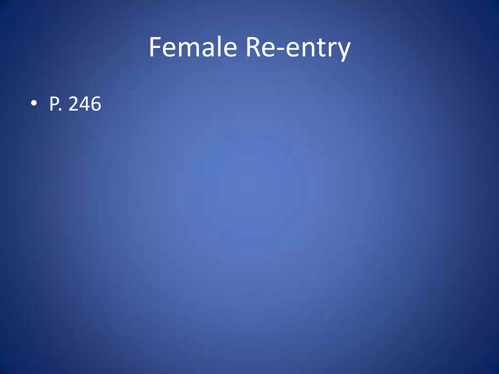 Female Re-entry
• P. 246
 