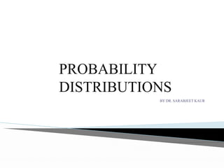 PROBABILITY
DISTRIBUTIONS
BY DR. SARABJEET KAUR
1
 
