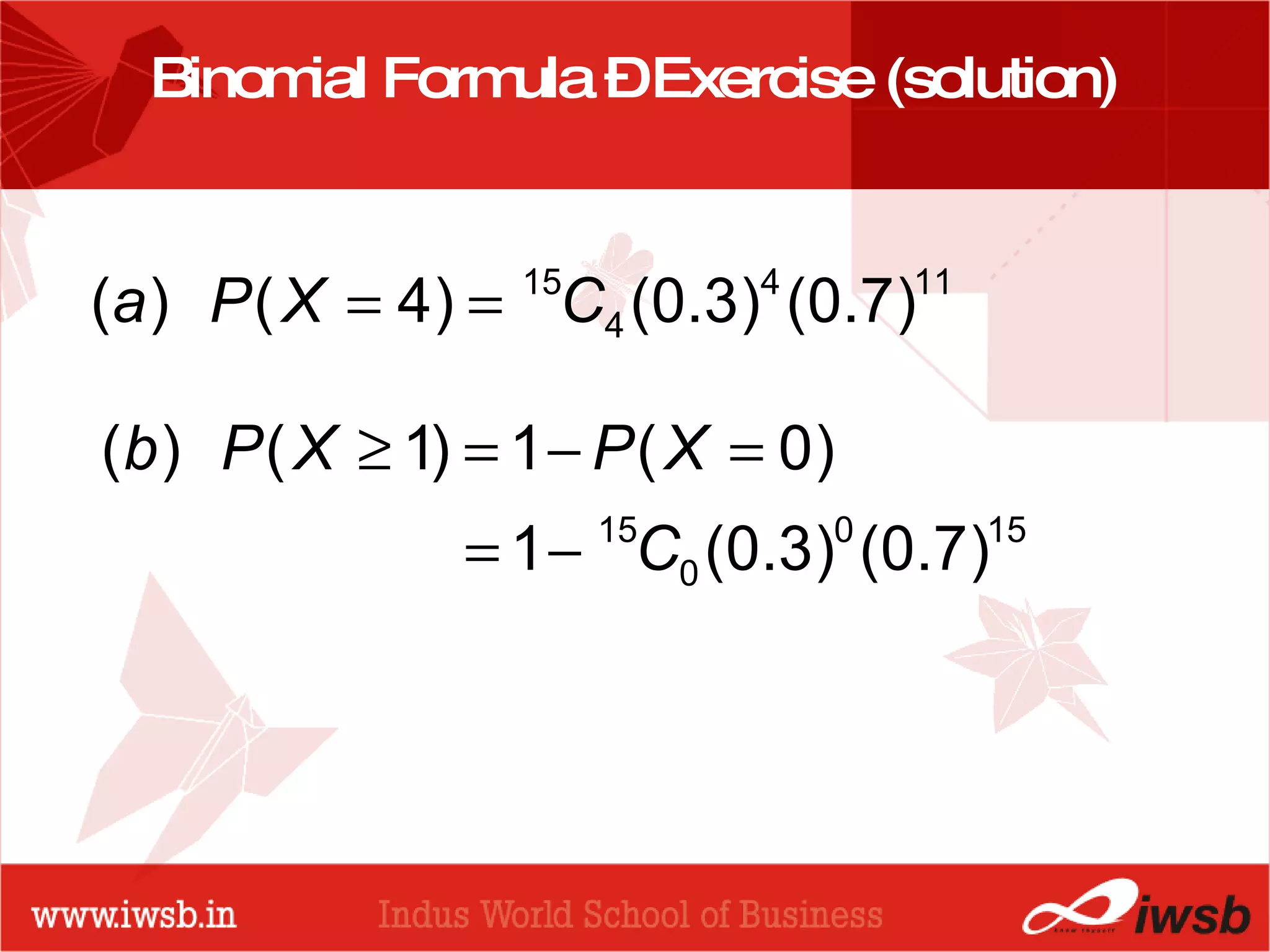 Binomial Formula – Exercise (solution) 