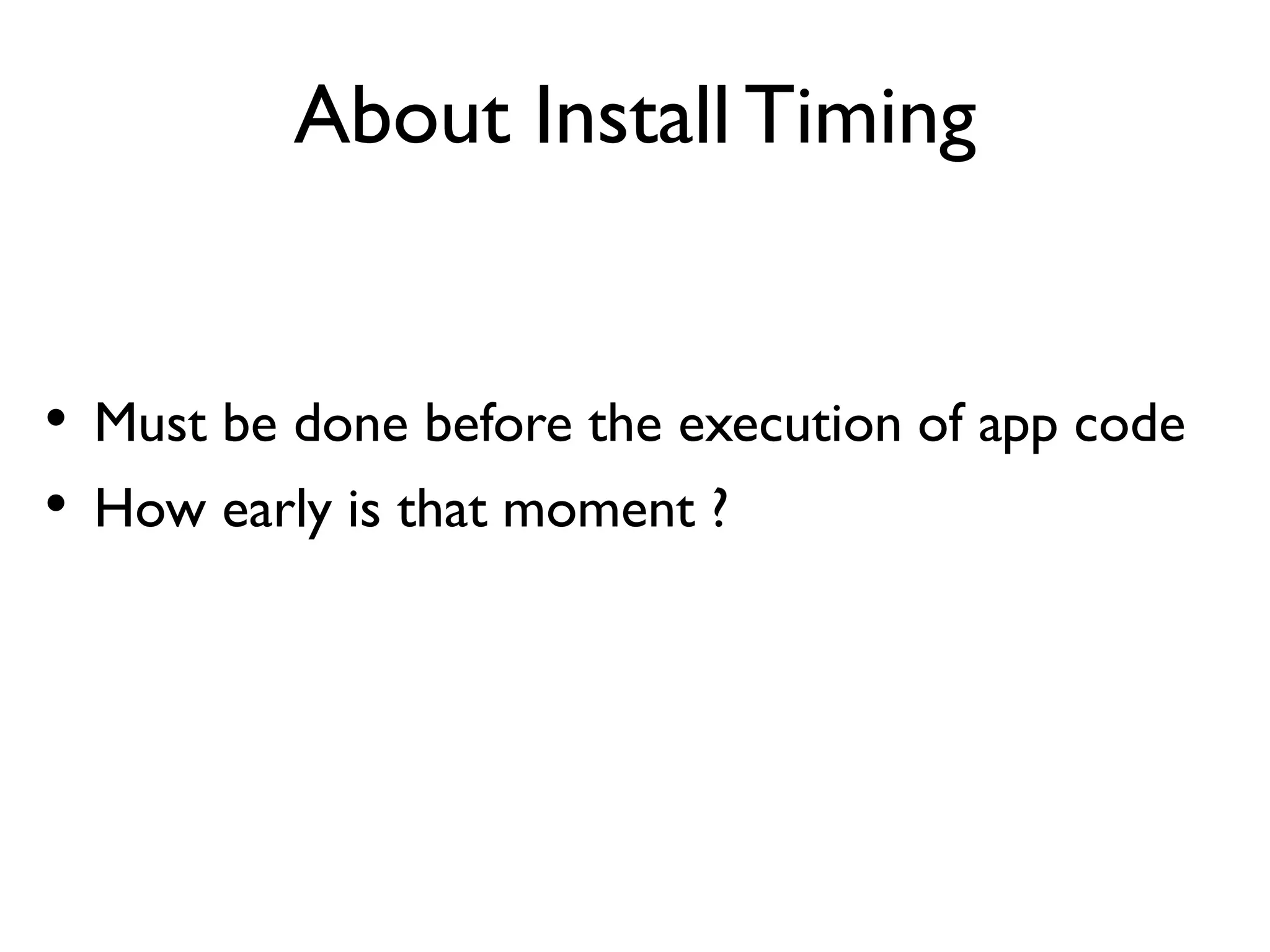 App Compiled Code
……
0x0a: invoke-virtual {v6}, java.lang.ClassLoader android.content.Context.getClassLoader()
0x0d: move-result-object v3
0x0e: invoke-virtual {v3, v7}, java.lang.Class java.lang.ClassLoader.loadClass(java.lang.String)
0x11: move-result-object v0
……
DEX bytecode
dex PC: 0x000a
……
mov r7, r0
mov r1, r7
mov r2, r11
ldr r0, [r1, #0]
dex PC: 0x000e
ldr.w r0, [r0, #484]
ldr.w lr, [r0, #40]
blx lr
……
native code
Get ClassLoader object
Get loadClass() ArtMethod pointer
Get compiled code function pointer
Branch and link to the callee
 