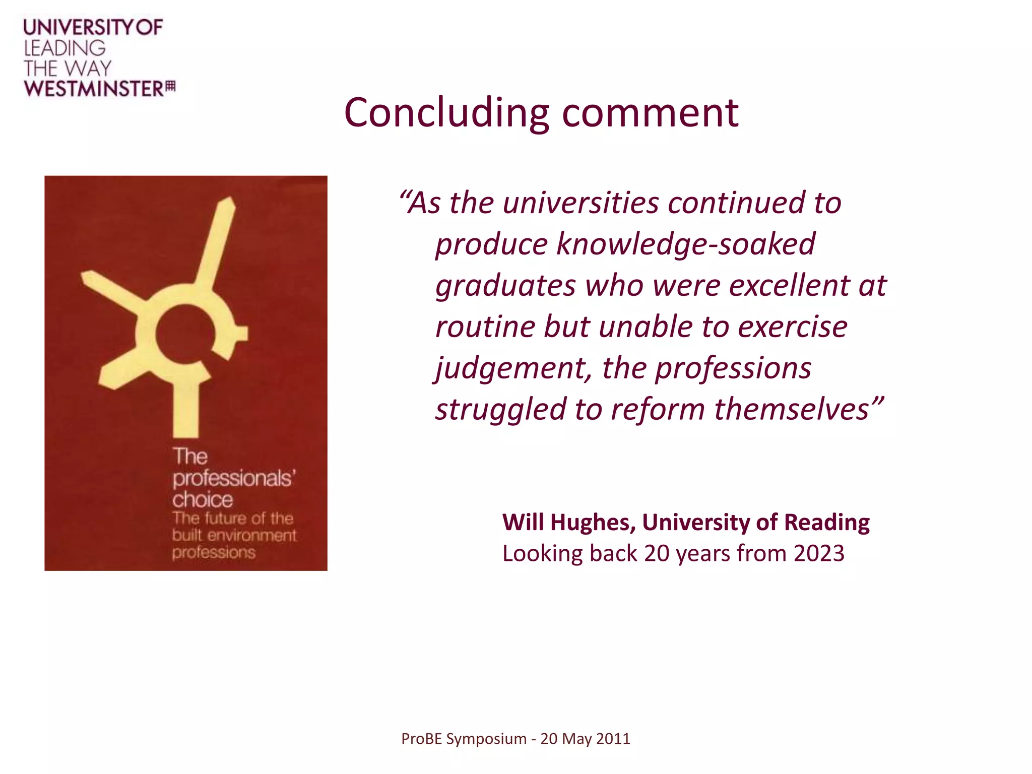 ProBE presentation 20 May 2011