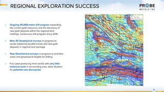 REGIONAL EXPLORATION SUCCESS
11
▷ Ongoing 45,000-metre drill program expanding
the current gold resources and the discovery of
new gold deposits within the regional land
holdings. Continuous drill program since 2016
▷ New 3D Geophysical surveys in-progress to
locate additional parallel trends and new gold
deposits in regional land package
▷ New Geochemical surveys in-progress to prioritize
areas and geophysical targets for drilling
▷ Four past-producing mine trends with very little
historical work in surrounding area. Ideal situation
for potential new discoveries
Courvan
Gold Trend Pascalis
Gold Trend
 