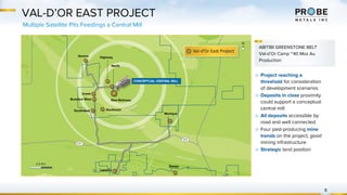 VAL-D’OR EAST PROJECT
Multiple Satellite Pits Feedings a Central Mill
8
ABITIBI GREENSTONE BELT
Val-d’Or Camp ~40 Moz Au
Production
▷ Project reaching a
threshold for consideration
of development scenarios
▷ Deposits in close proximity
could support a conceptual
central mill
▷ All deposits accessible by
road and well connected
▷ Four past-producing mine
trends on the project, good
mining infrastructure
▷ Strategic land position
Senore Highway
Lapaska
New Beliveau
North
Monique
SoutheastSouthwest
Creek
Bussière West
CONCEPTUAL CENTRAL MILL
Sleepy
 