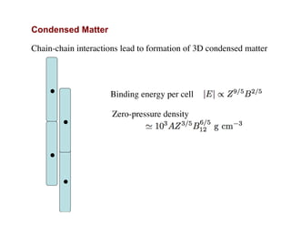 Chain-chain interactions lead to formation of 3D condensed matter
.
.
.
.
Binding energy per cell
Zero-pressure density
Condensed Matter
 