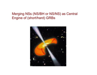Merging NSs (NS/BH or NS/NS) as Central
Engine of (short/hard) GRBs
 