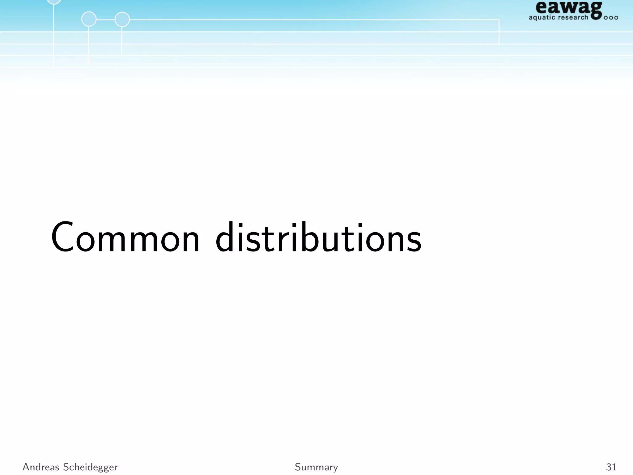 What is a Probability?
Interpretation of probabilities
1. The probability for “head” is 1/2.
2. The probability that it rains tomorrow is 30%.
Frequentist Subjective
Other probability interpretations:
→ http://www.webcitation.org/6YupVo9zG
Andreas Scheidegger Interpretation 29
 