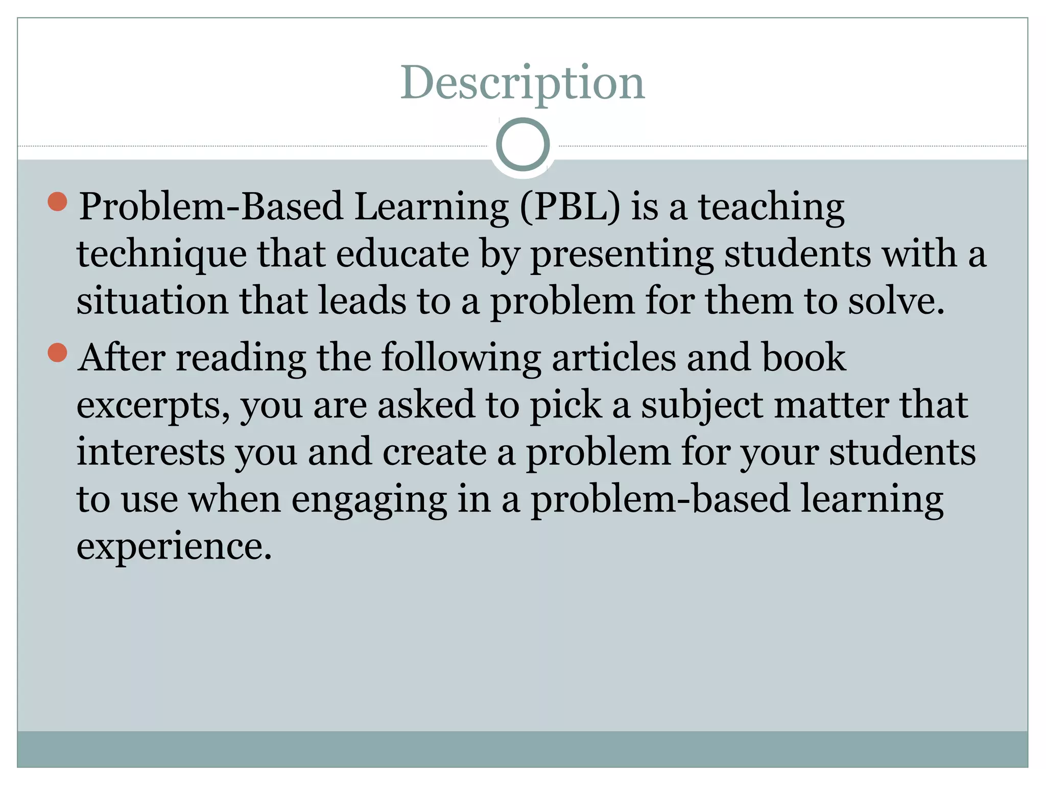 Problem based learning | PPT