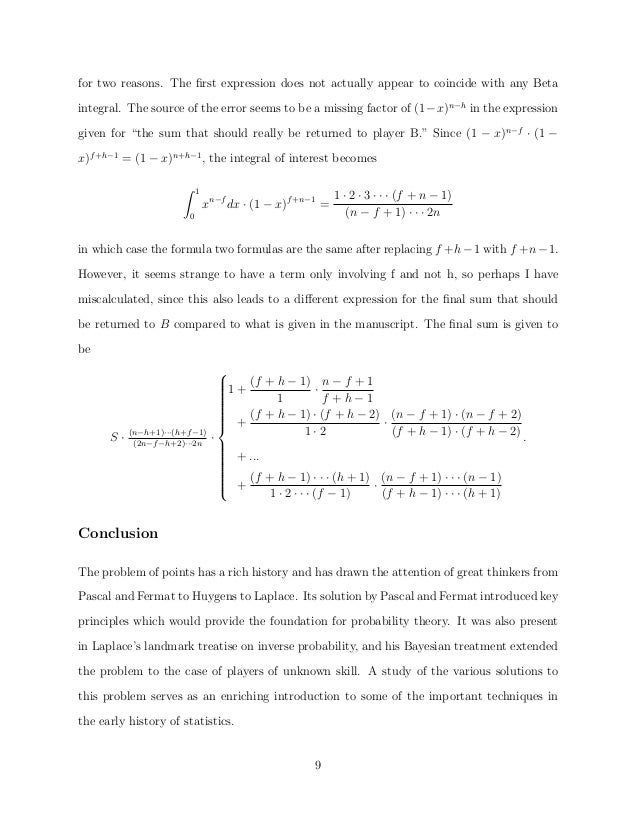 Various solutions to the problem of points