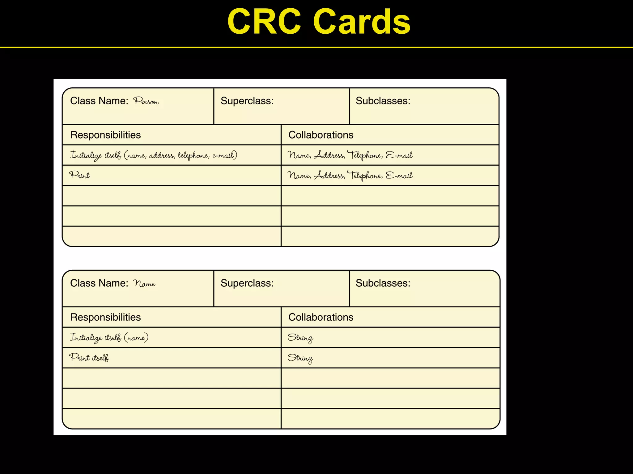 CRC Cards
 