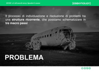 ROME 27-28 march 2015- Speaker’s name
PROBLEMA
PROBLEMA
Il processo di individuazione e risoluzione di problemi ha
una str...
