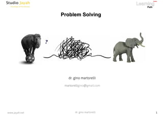dr. gino martorelli 1www.jayah.net
??
dr. gino martorelli
martorelligino@gmail.com
Problem SolvingProblem Solving
 