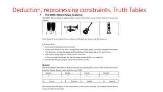 Deduction, reprocessing constraints, Truth Tables
K Gibson: CGHS
 